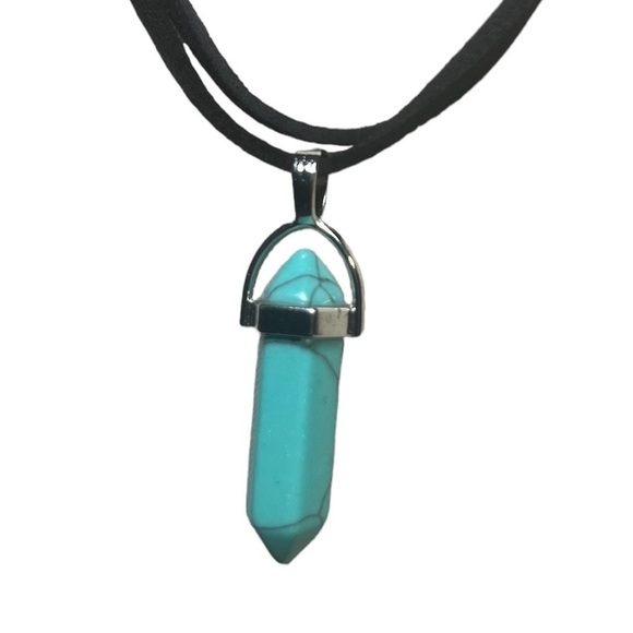 NEW Boho Festival Choker Turquoise Hexagonal Stone Pendant - Picture 7 of 9